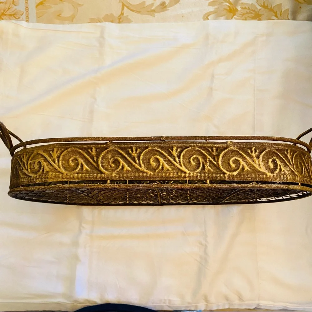 Metal Tray Golden patina look By Pier 1 NWOT